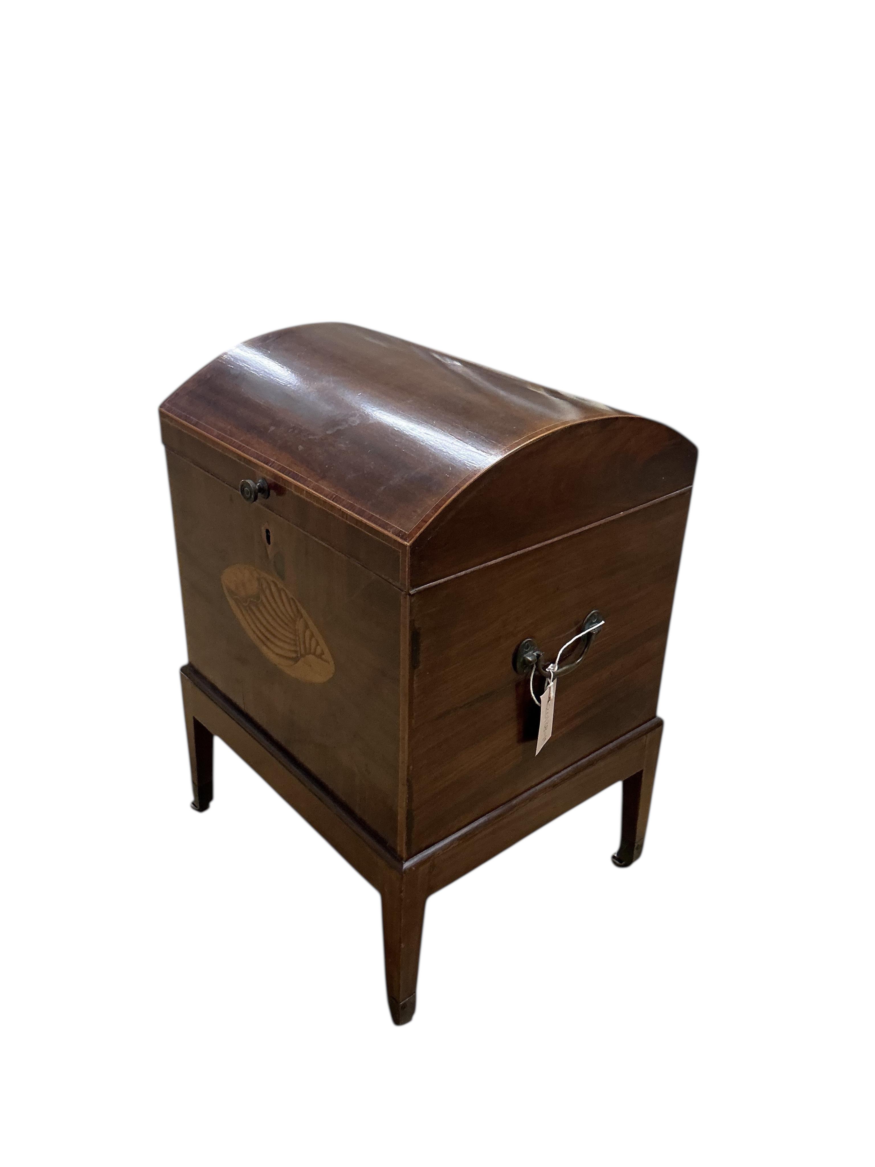 A George IV inlaid mahogany domed cellaret, width 42cm, depth 36cm, height 59cm